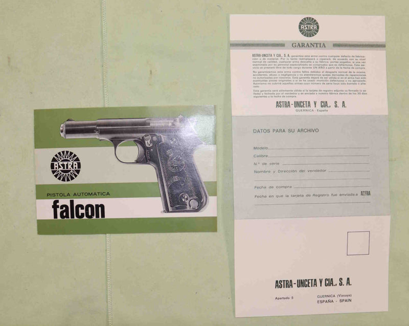 Pistola Astra Modello 4002 Falcon Calibro 7,65 Incisa